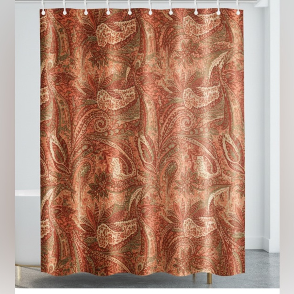 Martha Stewart complex rust paisley & floral Patterned Fabric Shower Curtain